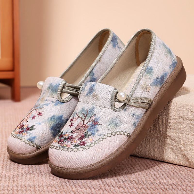 Women's All-matching New Summer Ethnic Style Embroidered Cotton Shoes