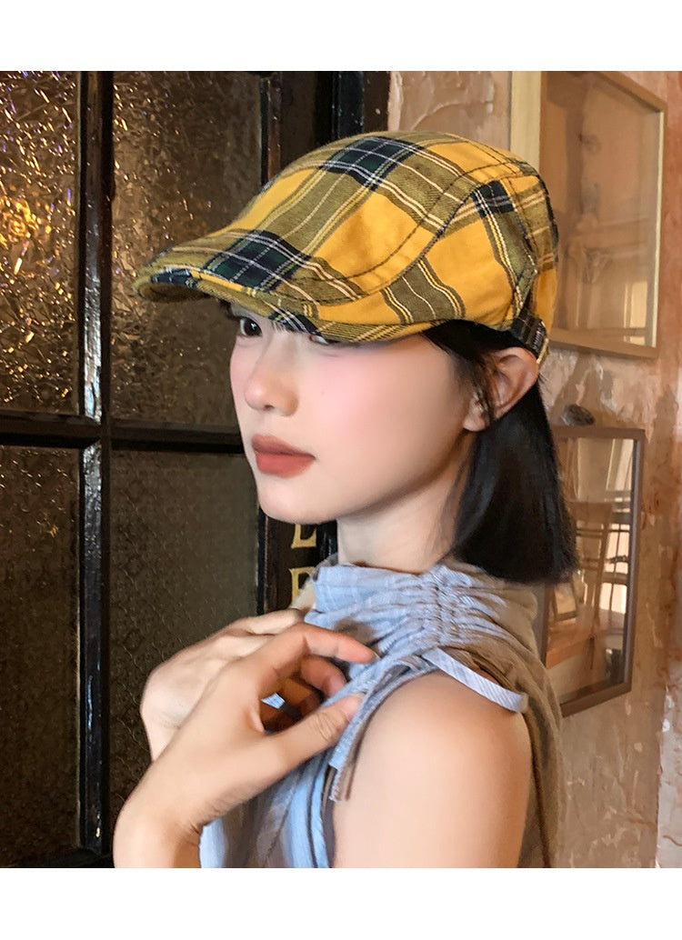 Dopamine Retro Plaid Advance Hats Women's Spring And Autumn