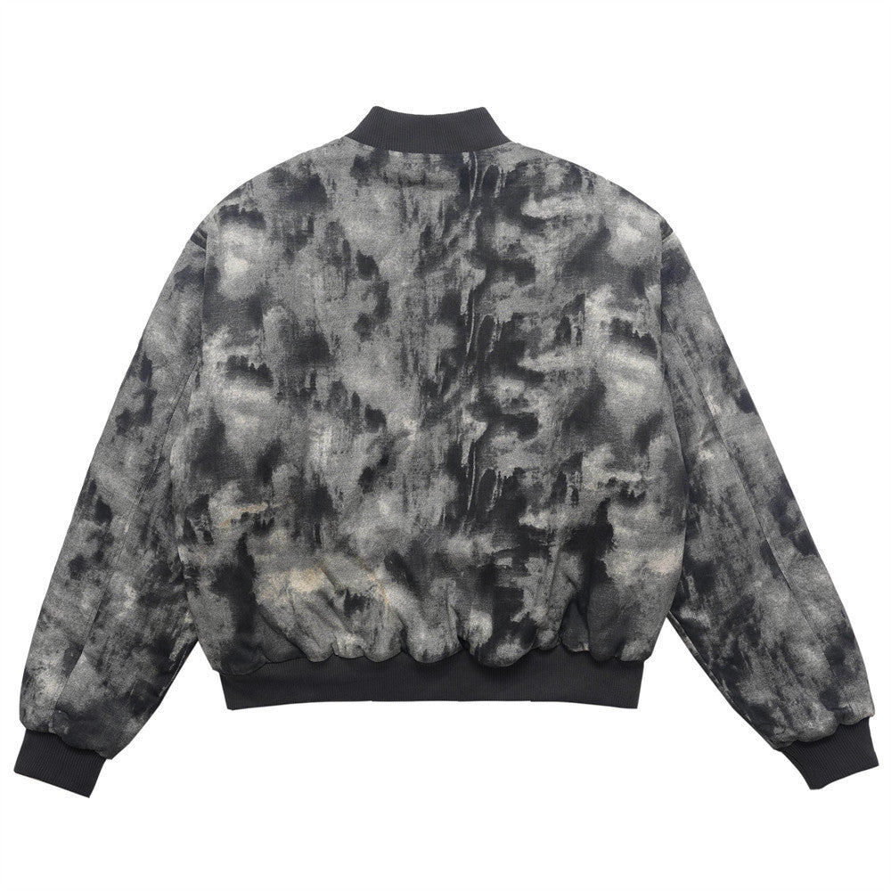 Tie-dye Camouflage Thick Quilted Baseball Jacket