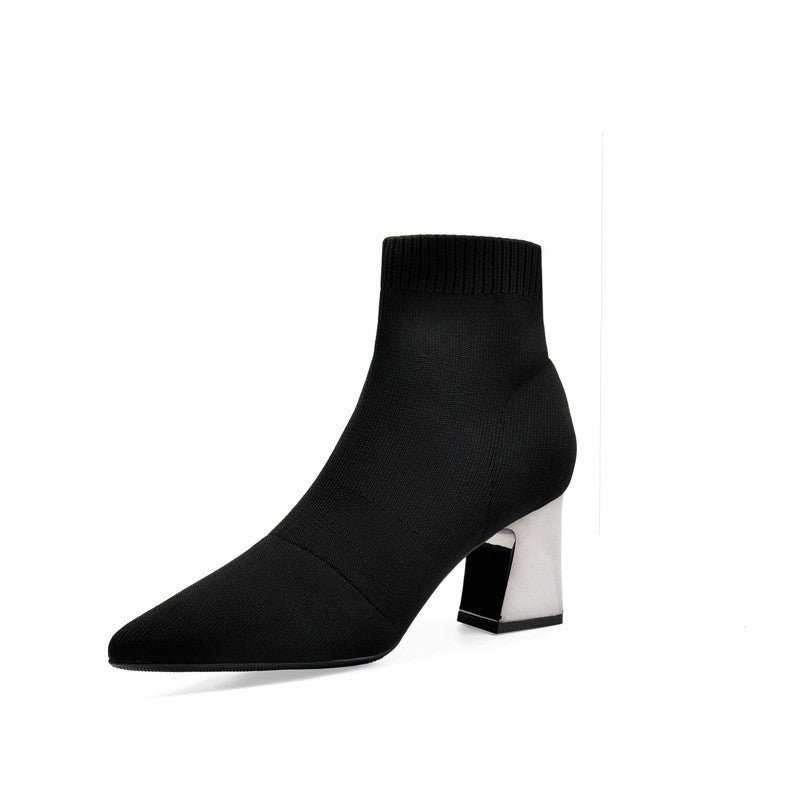 Winter Socks Boots High Heel Women's Shoes