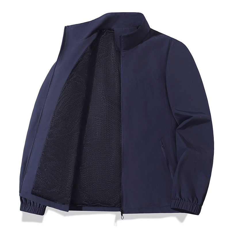 Large Size Men's Casual Jacket Stand Collar Zipper Windproof