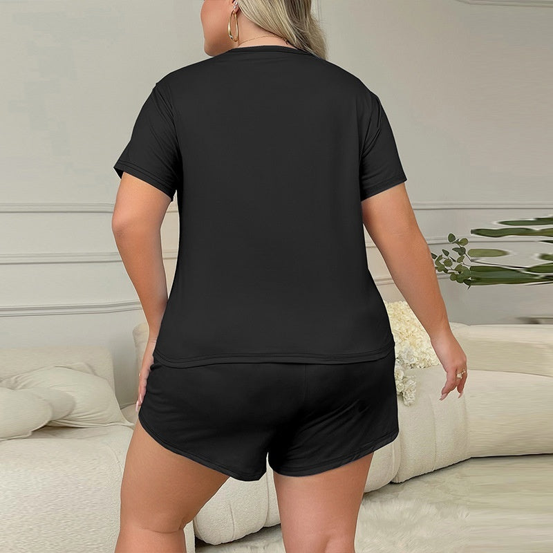 Women's Plus Size Sleeves Shorts Daily Wear Pajamas Suit