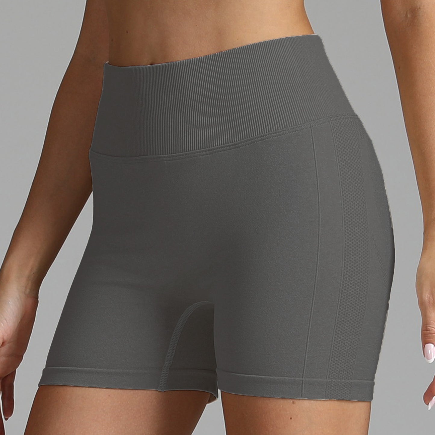 Sømløse yogashorts til kvinder ensfarvede højtaljede hofteløftende fitnessbukser løbetræningsbukser