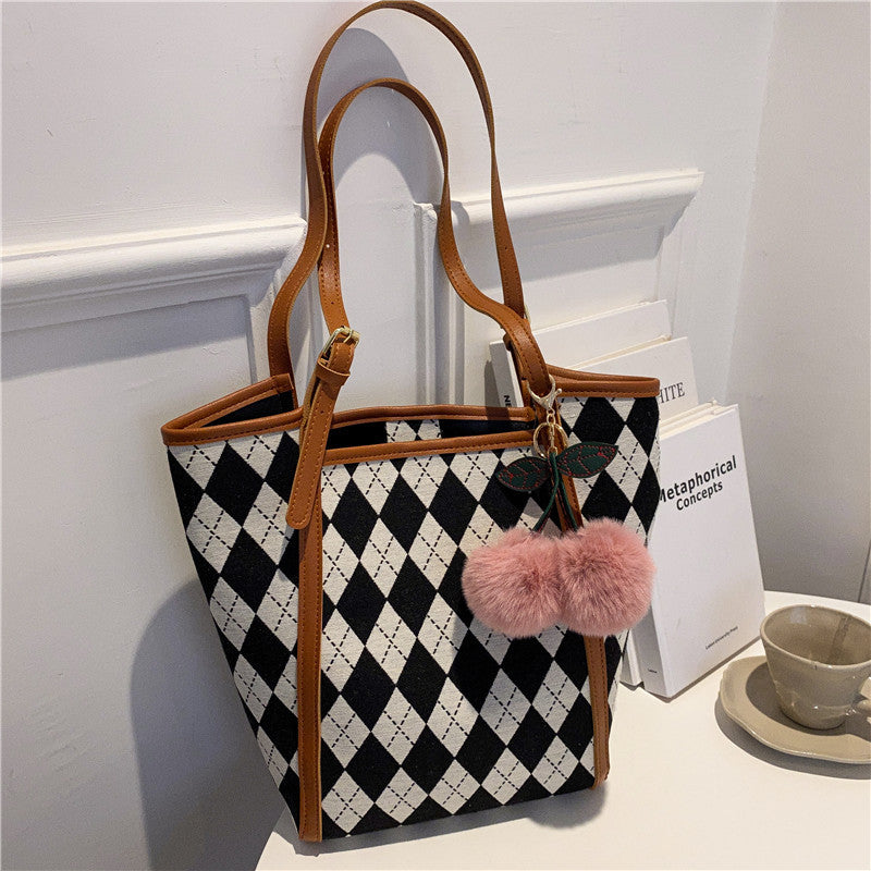 Winter Plaid Shoulder Bag Casual Handbag