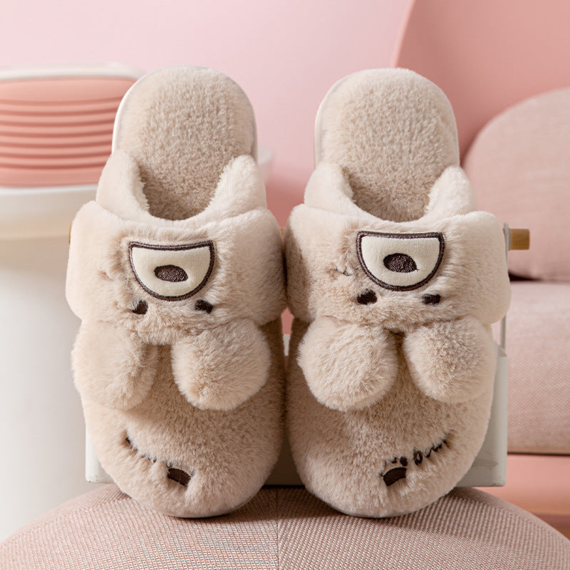 A Pair Of Home Cotton Slippers For A Lovely Couple In Winter Indoor