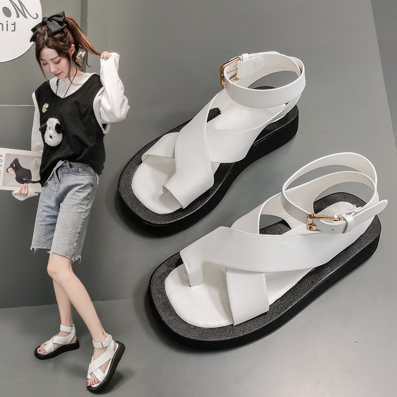 Women's Thick Sole Fairy Style Cross Roman Shoes
