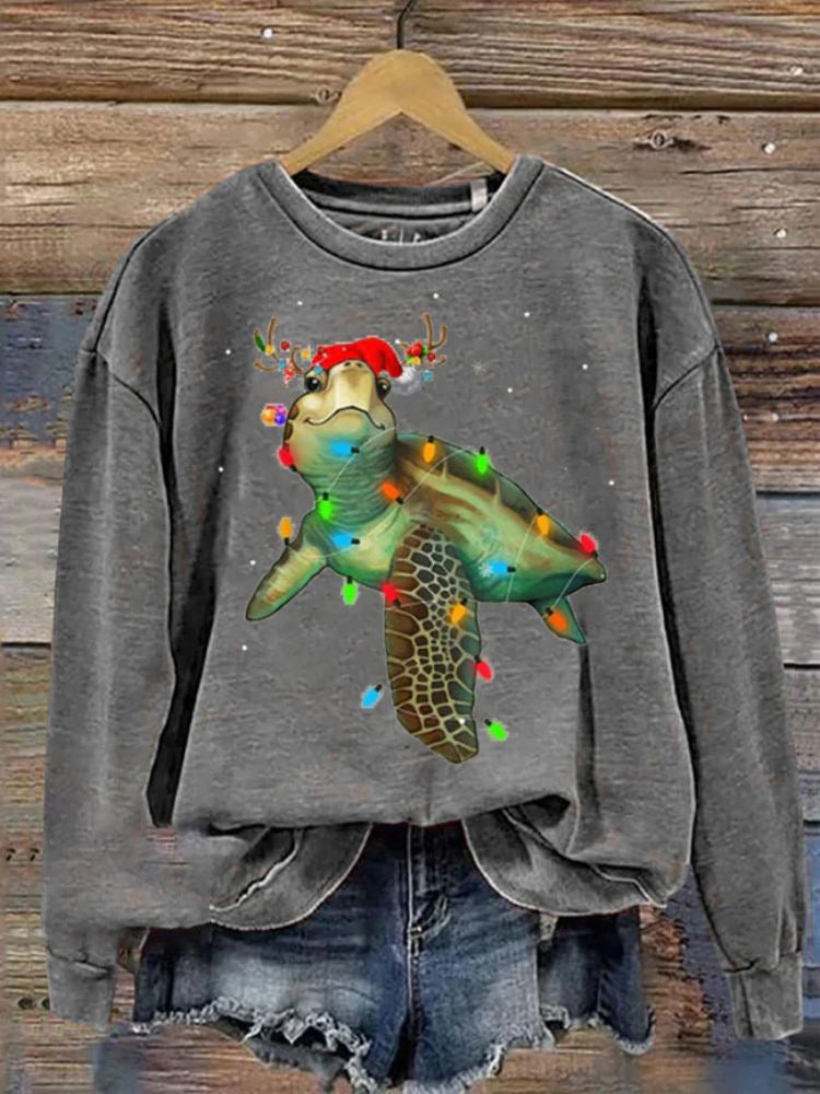 Dametrøje 3D Digital Jule-serie Printet Rundhals Sweatshirt