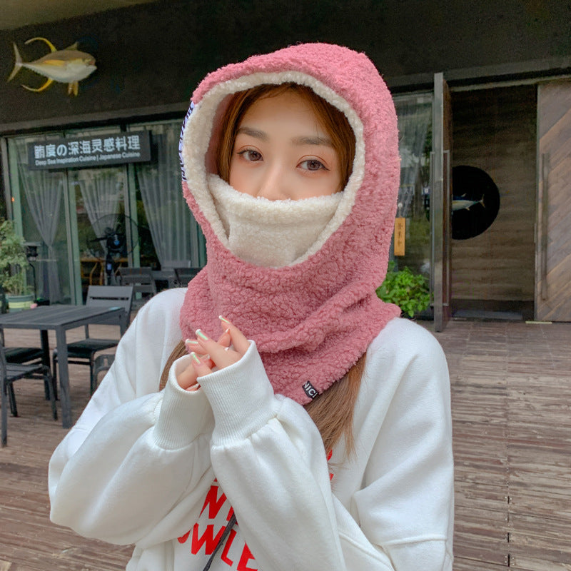 Fleece Warm Lamb Wool Hat Outdoor Cycling Cold Protection
