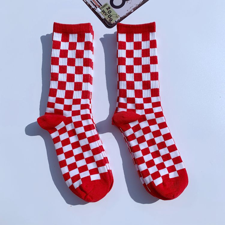 Socks Chessboard Socks Trendy Street European And American