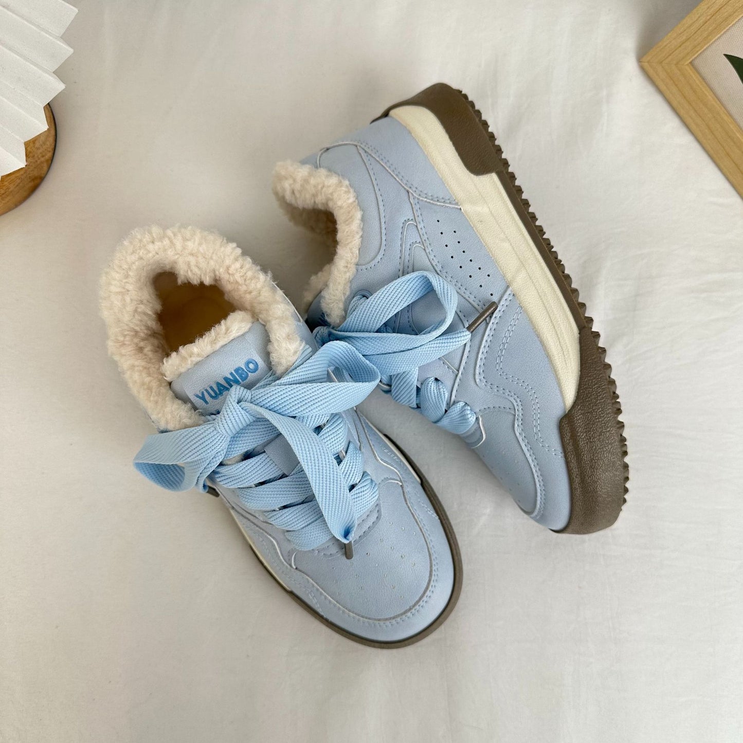 Student Niche Fleece-lined Canvas Women's Low-top Outer Wear Warm Board Shoes