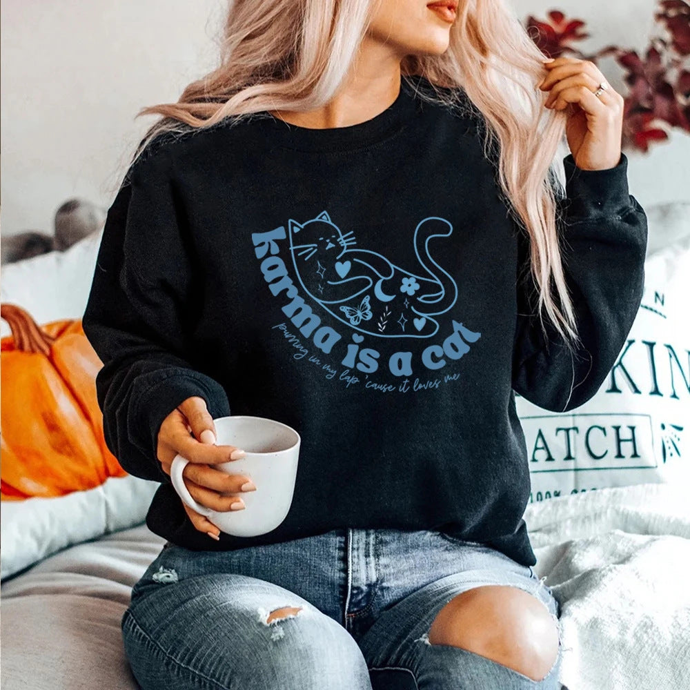 Retro sweatshirt til kvinder med rund hals