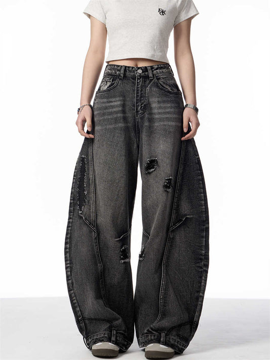 Retro Minority Design Wash Cut Deconstruct Machete Daddy Jeans