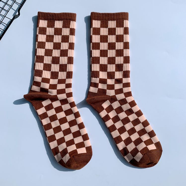 Socks Chessboard Socks Trendy Street European And American