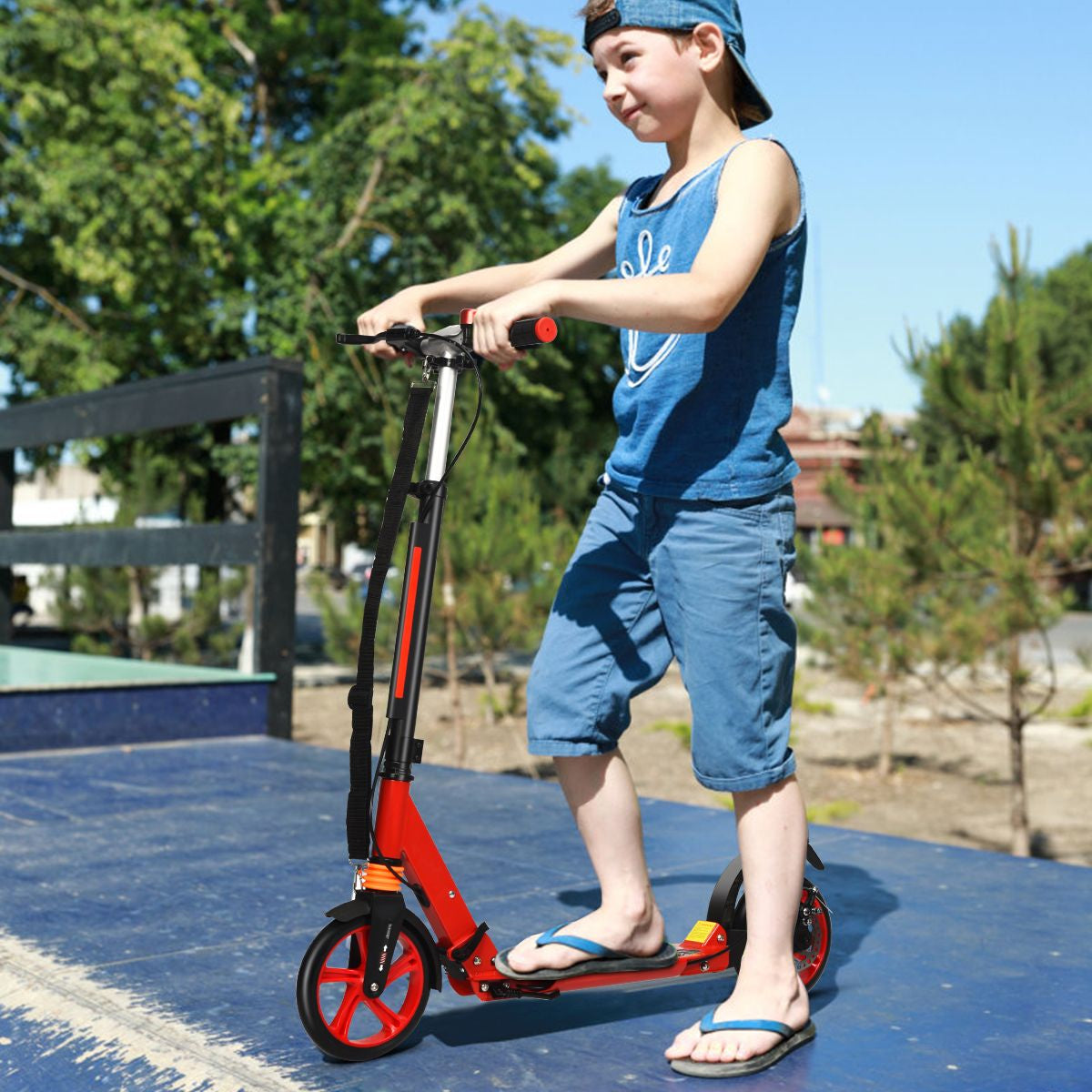 Klappbarer Kickscooter Mit Klingel & Ständer Höhenverstellbarer Scooter Roller Tretroller