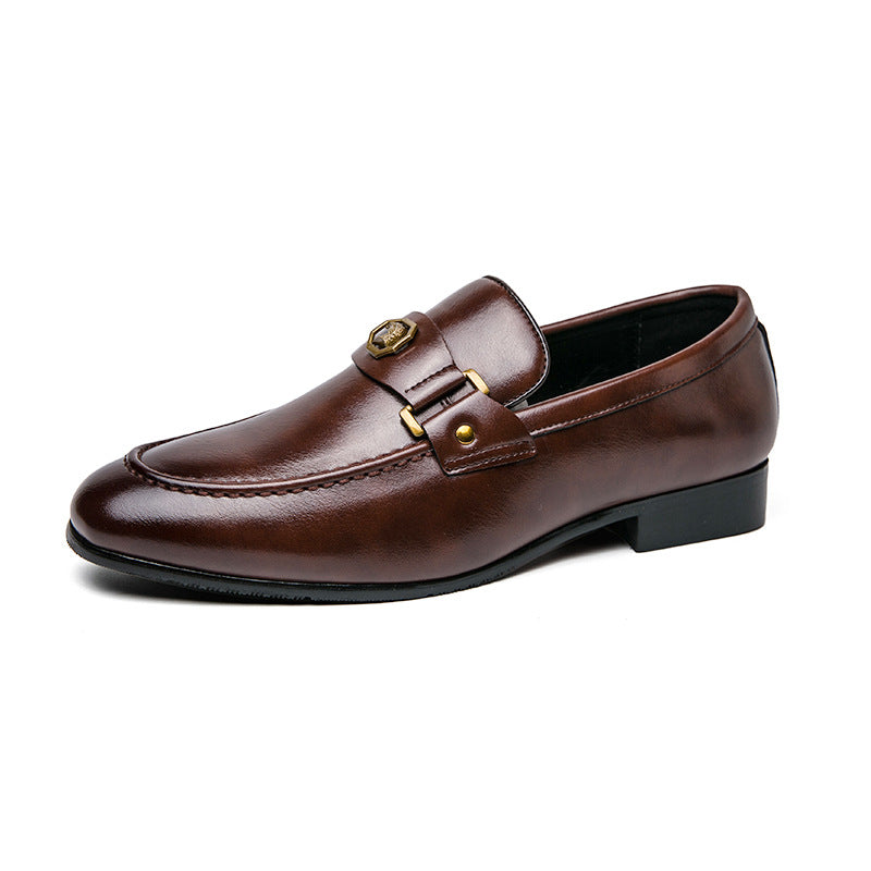 European And American Men's Metal-buckle Slip-on Shoes