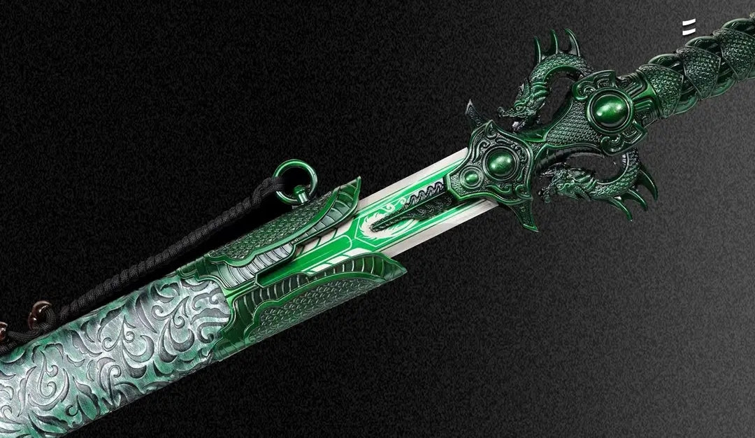 Green Green Dragon Longquan Sword Green Bamboo Fengyun Sword High-Manganese Steel Blade Self-Defense Cold Weapon  Item