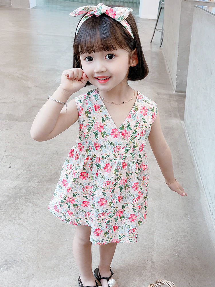 Girls Summer Ruffled Spaghetti Straps Dress