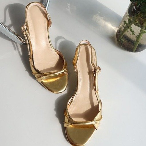 Gold Medium Heel Vintage Sandals