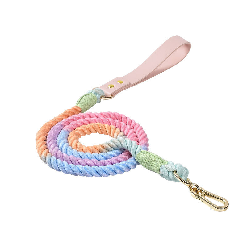 Rainbow Traction Rope Collar Adjustable Medium And Large Dog Outing Chain
