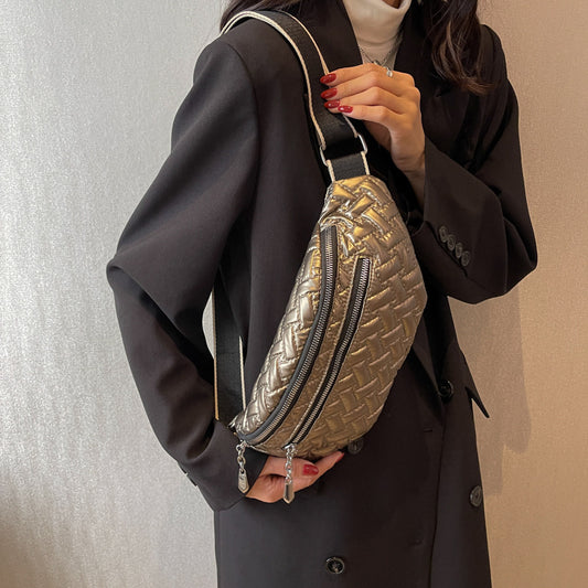 Glossy Cotton-padded Clothes Slanted Chest Bag Fashion Simple Commuter