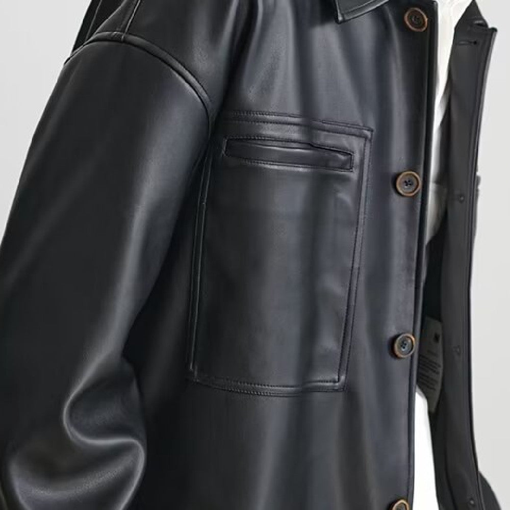 Fashion PU Leather Coat Men's Top