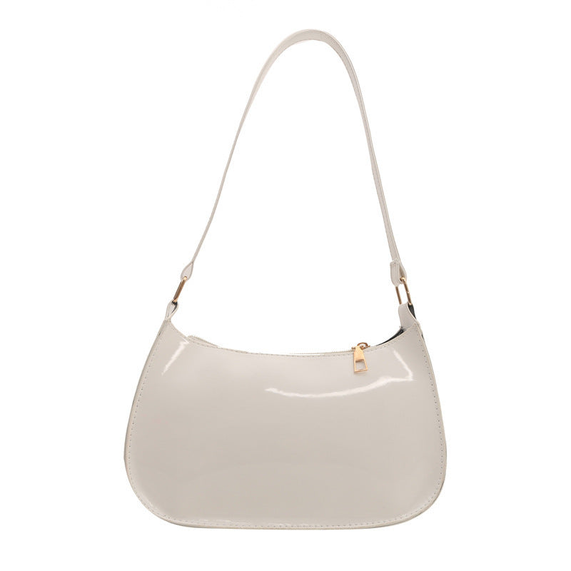 Underarmtaske til kvinder Bærbar skindtaske med ensfarvet glans Crossbody Taske