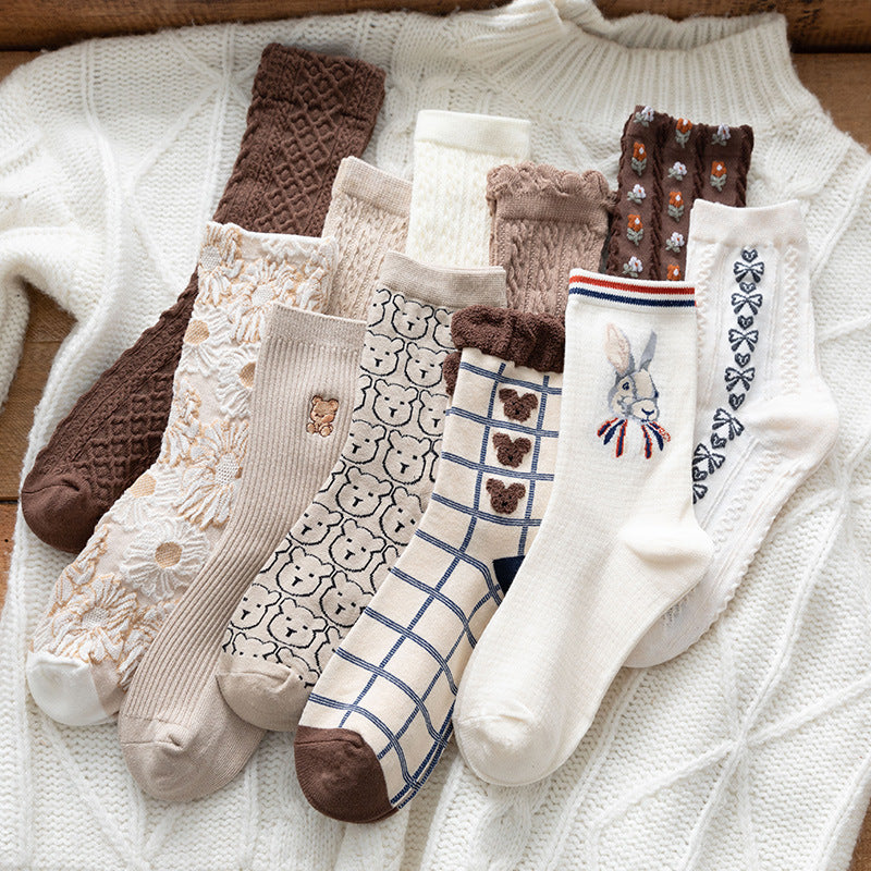 Women's Cotton Cute Japanese Bear Stockings