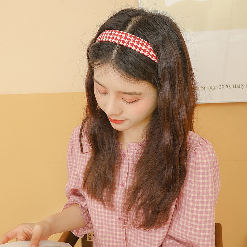 Hong Kong Style Houndstooth Headband Outer Wear Simple Female Hair Band Hair Tie