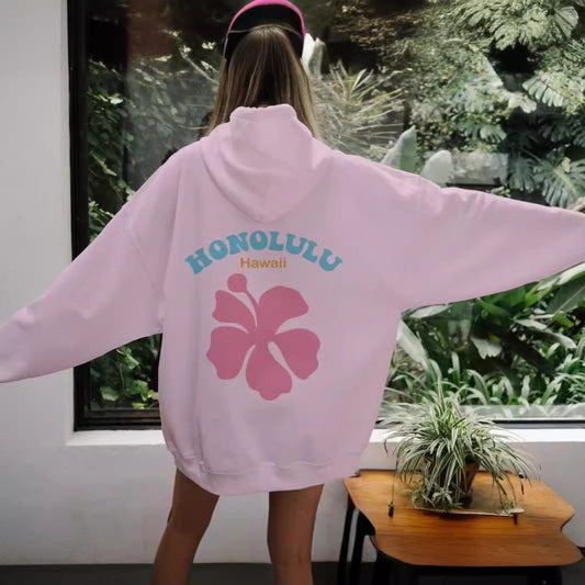 Hættetrøje med nedsatte skuldre, damemode streetwear