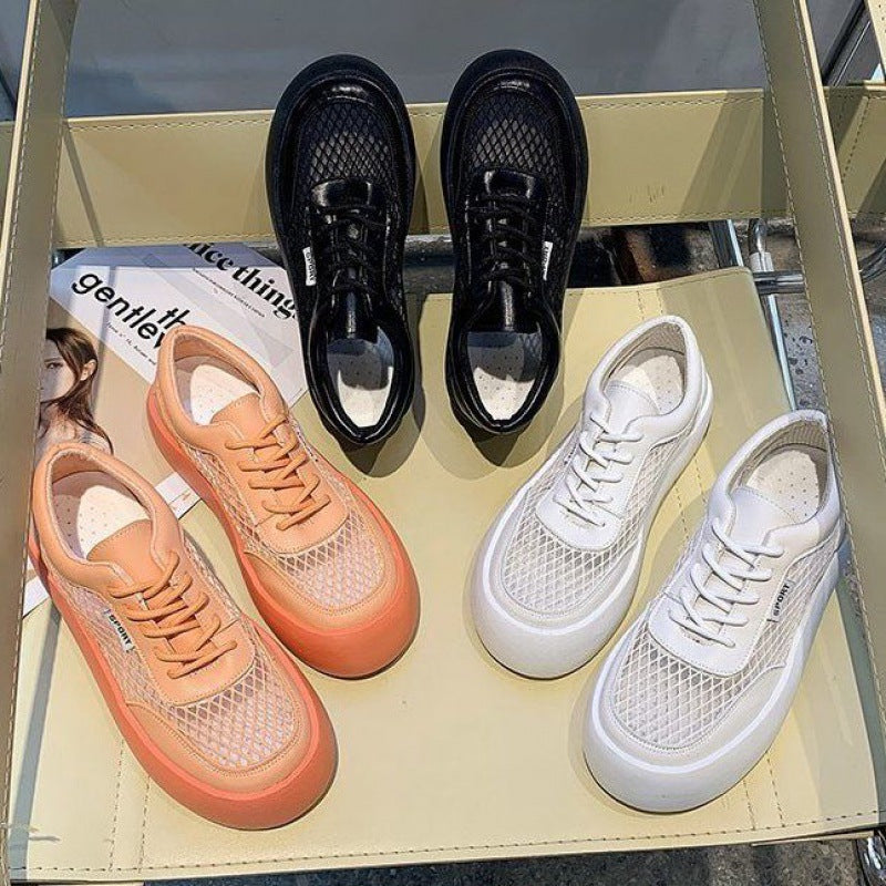 Leather Loafers Top Layer Cowhide Platform Bread Shoes