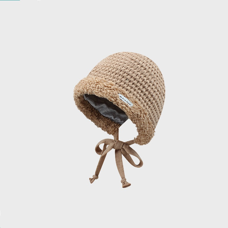 Cute Strap Plush Thickened Warm Knitting Wool Hat