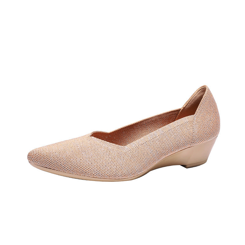 Fashion Casual Wedge Knitted Women Flyknit Casual Shoes