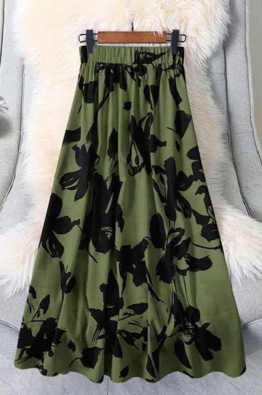 Micro-transparent Elastic Waist Printing Long Skirt Commuter's All-matching