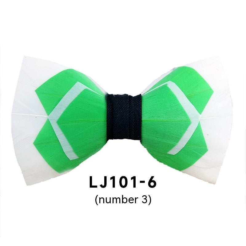 Men's Polyester Feather Bow Tie Business Host Suit Bow Tie