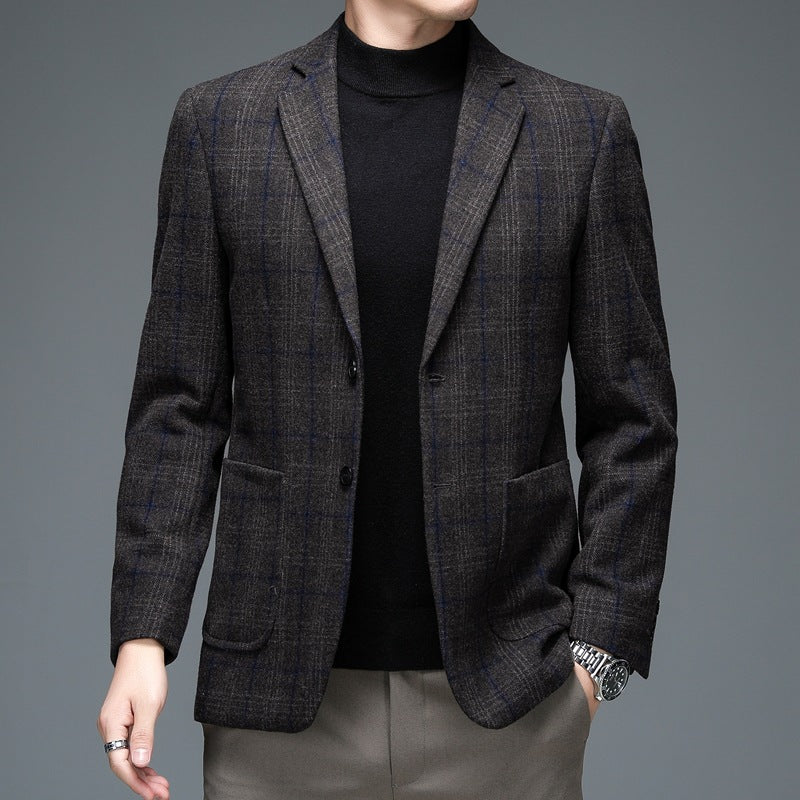 Mens Stylish Business-casual Plaid Blazer