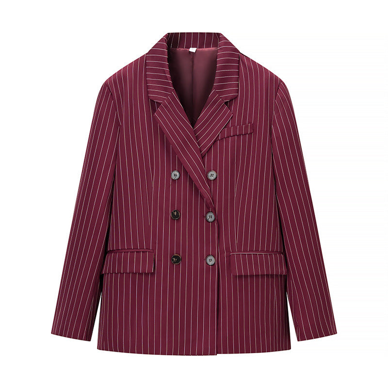 Female Casual Versatile Suit Jacket Casual Pants Striped