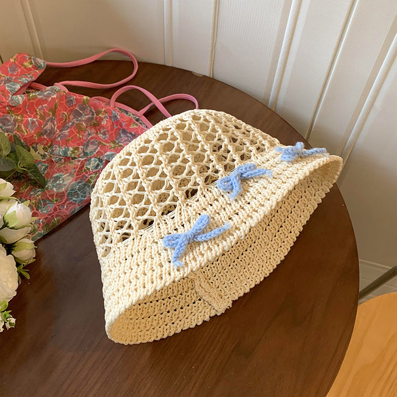 Spring Sweet Hollow Bow Straw Hat Women's Summer