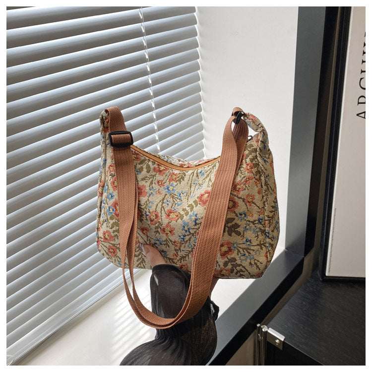 Large Capacity Printing Stylish Stitching Fabric Armpit Large Shoulder Bag