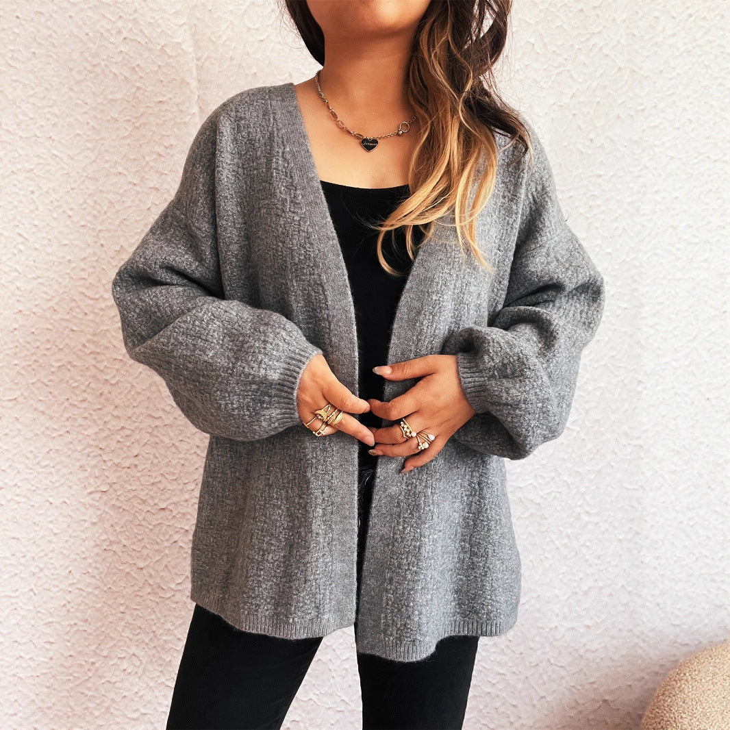 Casual V-neck Autumn And Winter Loose Street Style Cardigan Sweater