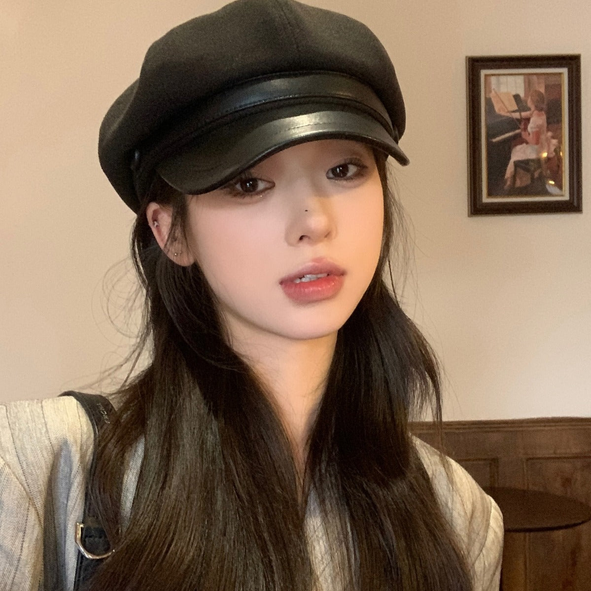 Autumn And Winter Women's Woolen Octagonal Cap Beret