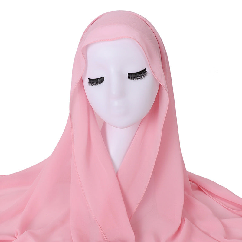 Pearl Chiffon With Elastic Bottoming Hood Scarf