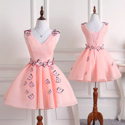 Women's Butterfly Solid Color Colored Mesh Dress