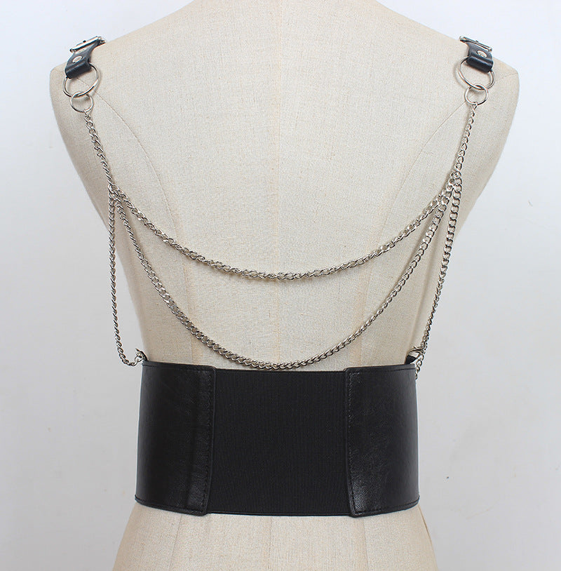 Dark Girl Punk Metal Chain Leather Waist