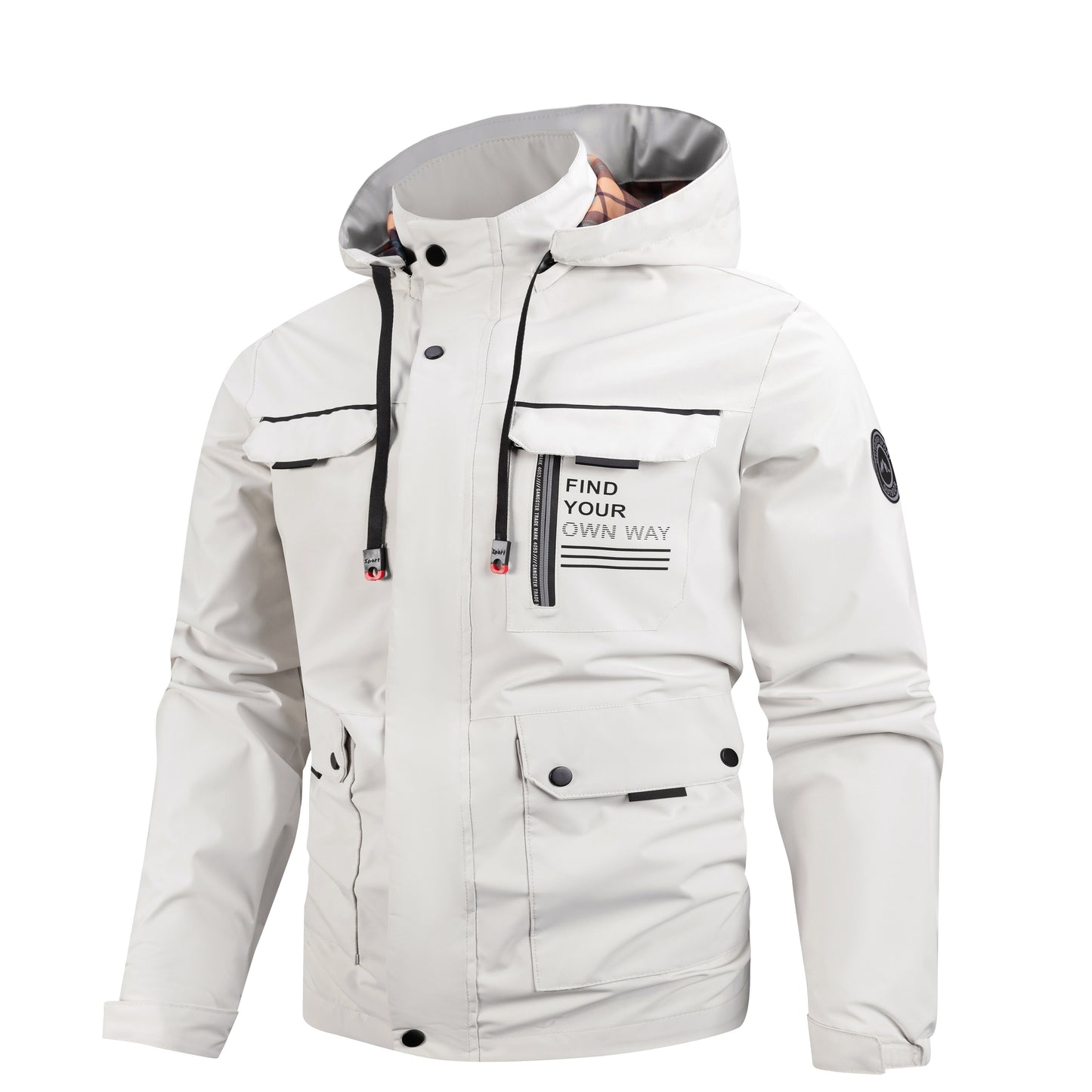 Letvægts Herrejakke Med Hætte Til Outdoor, Rejser, Vandring, Vindjakke, Alsidig, Stilrent Design