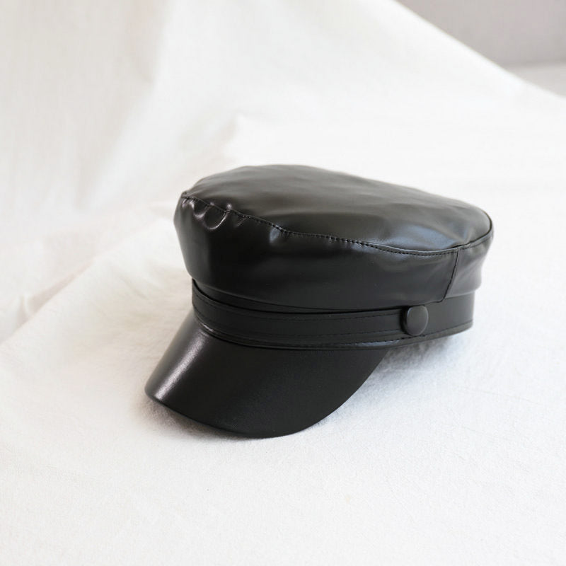 Retro Casual All-match Leather British Octagonal Hat