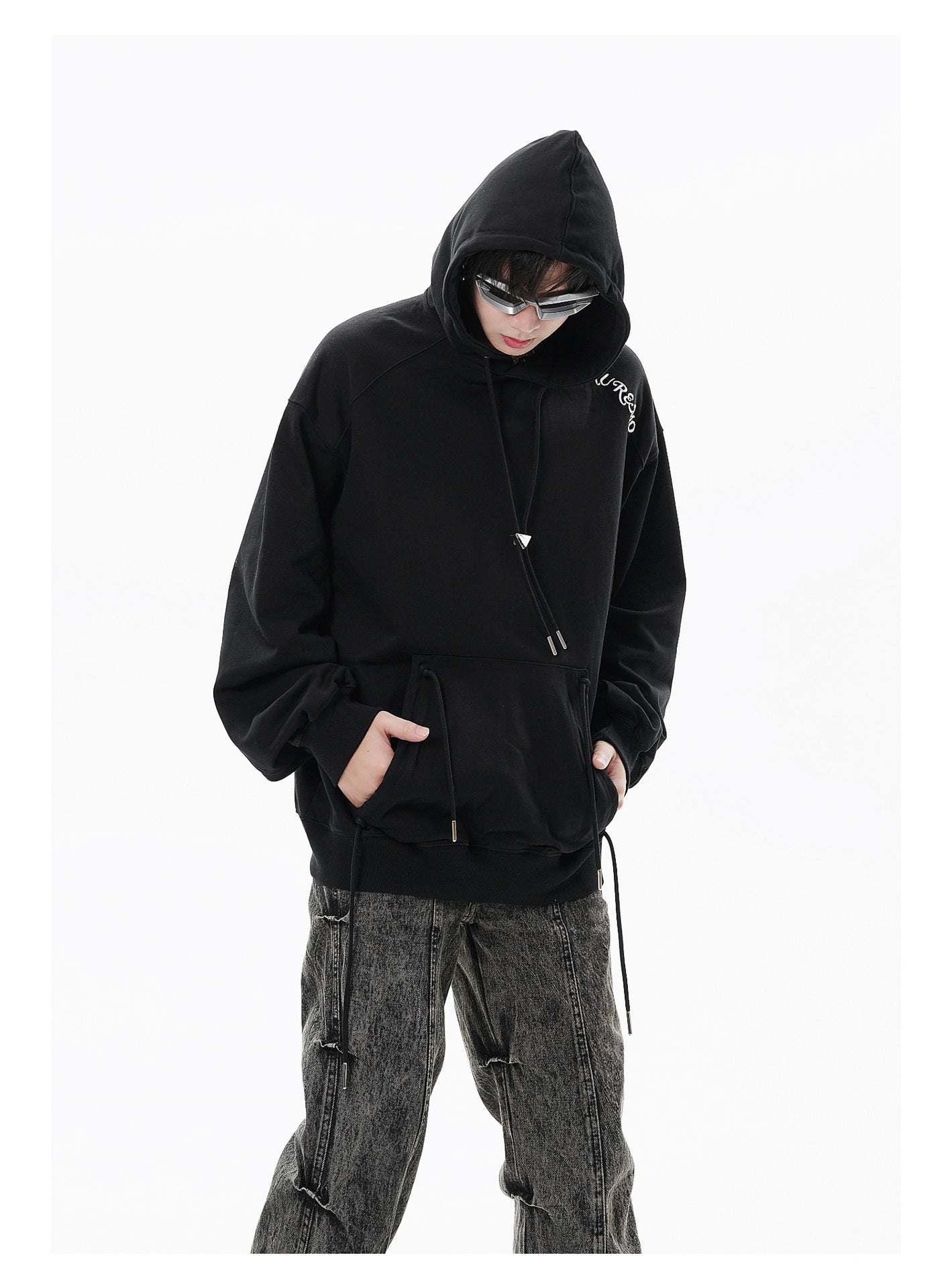 Løs langærmet hættetrøje trendy mænd