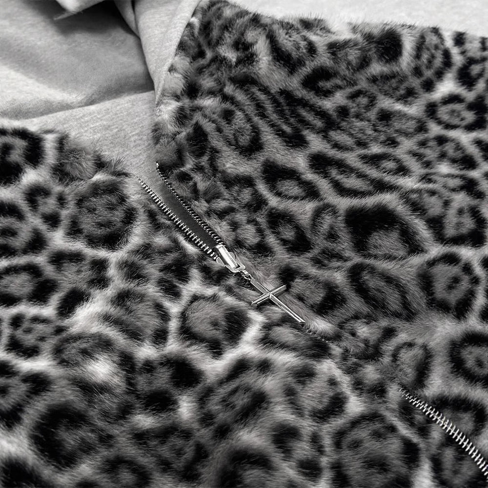 Hooded Sweater Can Wear Vintage Leopard Print On Both Sides