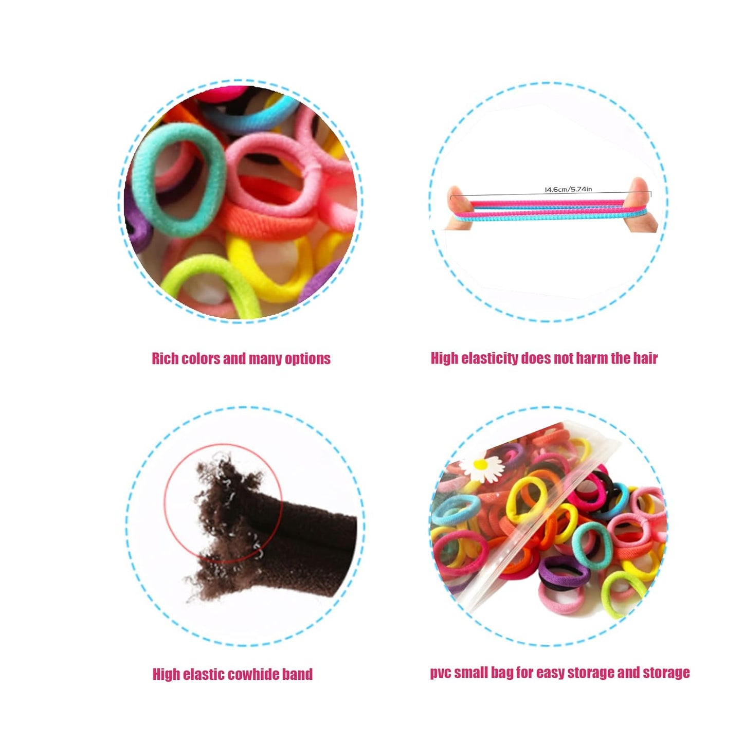 100 Pcs Baby Hair Ties, Seamless Cotton Toddler Hair Ties For Girls And Kids, Multicolor Small Soft Hair Elastics Ponytail Holders 10Colors