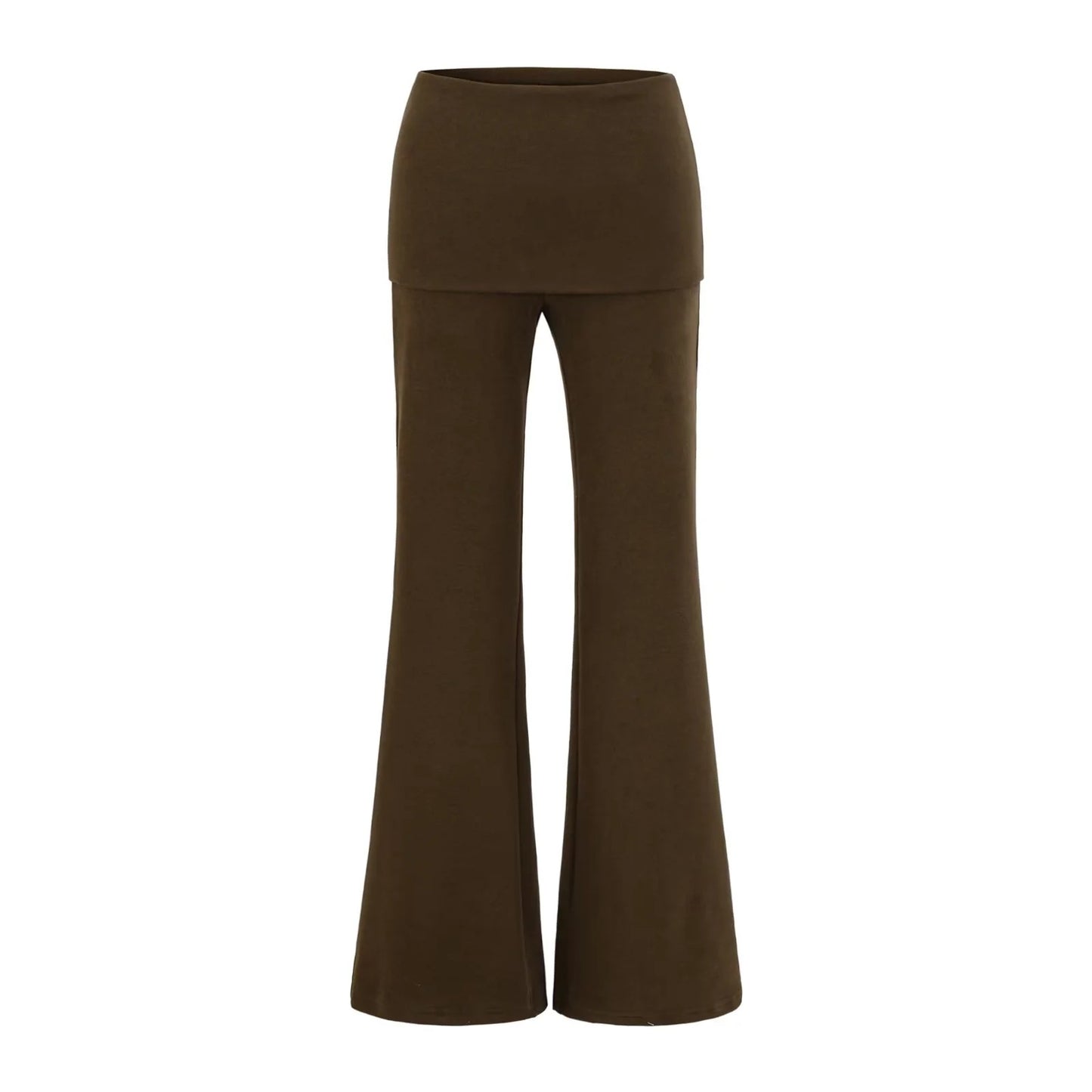 Womens Stretchy Knit Flared Pants With A Defined Waist For A Slimming Flowing Fit