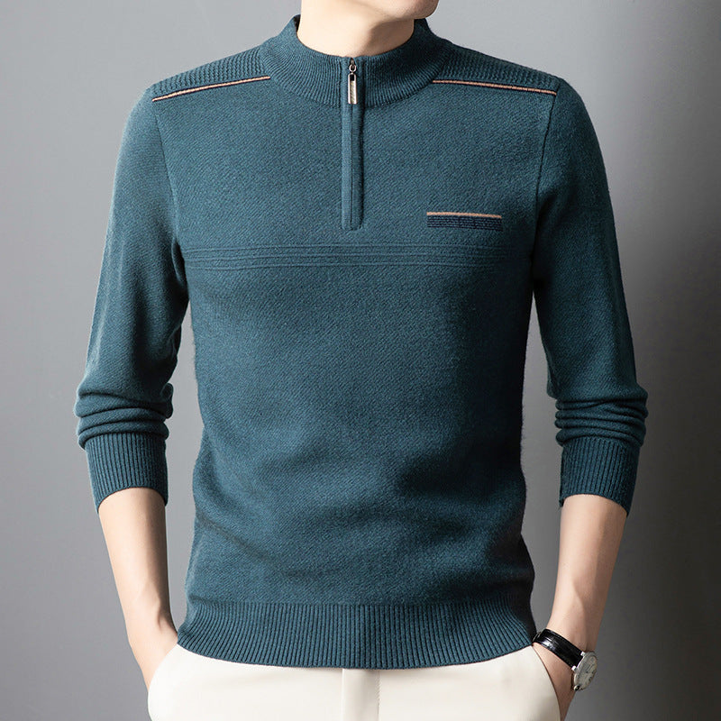 Herre Halv-rullekrave Lynlås Sweater Til Midaldrende Og Ældre Mænd